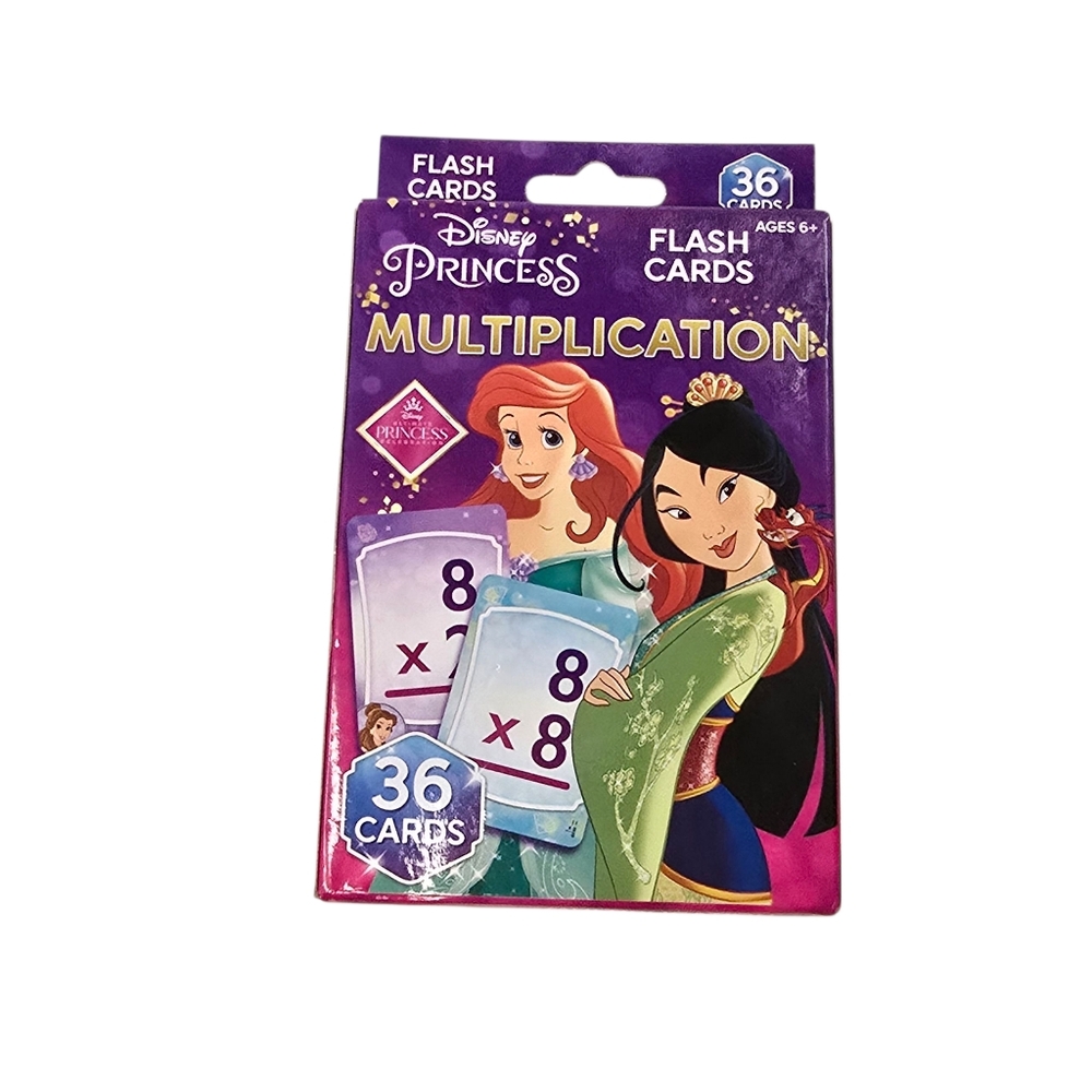 Disney Princess Multiplication Flash Cards 36 Cards Learning Math Game